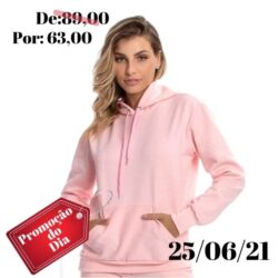 Blusa Moletom Feminina De Frio Lisa, Capuz, Bolso