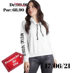 Casaco Blusa BOYOU Moletom New York Flanelado Feminino Bolso Canguru 067