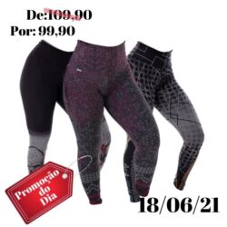 Kit com 3 Leggings Mescla Sublimadas Cintura Alta Suplex