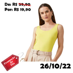 BLUSA REGATA EM POLIAMIDA COM DECOTE U AMARELO