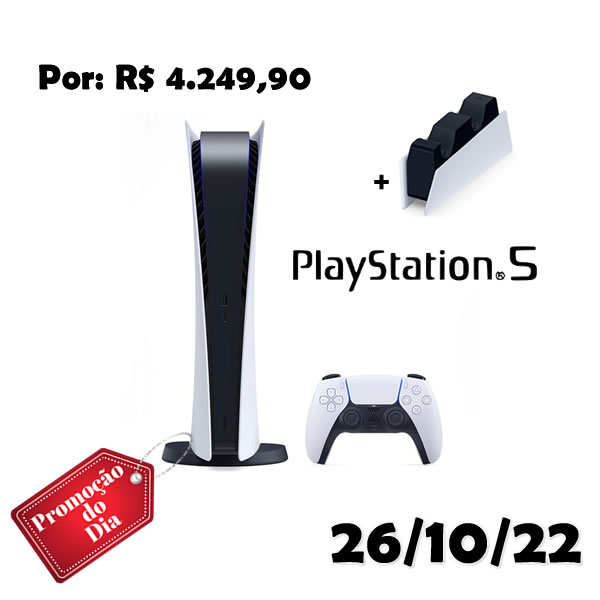 Console Playstation 5 Digital Edition 825GB SSD + Base de Carregamento –  Promoção do Dia
