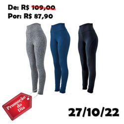 KIT 3 Leggings Montaria Suplex Cós Alto