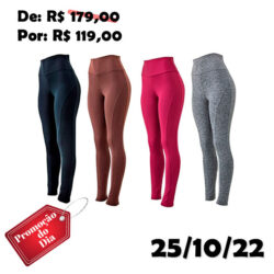 KIT 4 Leggings Montaria Suplex Cós Alto