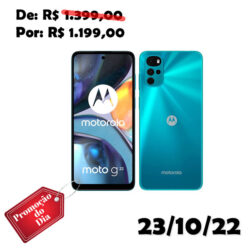 Smartphone Motorola Moto G22 Azul 128GB 4GB RAM Tela de 6.5 Câmera Traseira Quádrupla Android 12 Processador Octa Core 2.3 GHz