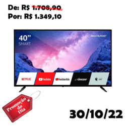 Tela 40 Pol. Full HD Função Smart e Wi-Fi Integrado HDMI USB RJ45 AV Multilaser - TL043