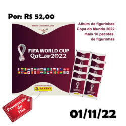 Álbum de Figurinhas Copa do Mundo Qatar 2022 com 10 Pacotes de Figurinhas Panini