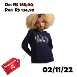 Blusa de Moletom Flanelada Fechada GAP Logo Bordado Azul-Marinho