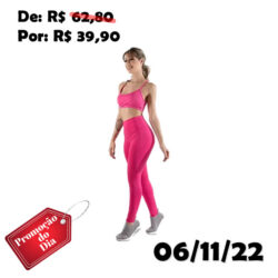 Conjunto Calça Legging + Top Alça Fina Fitness Academia Feminino Rosa - RLC Modas