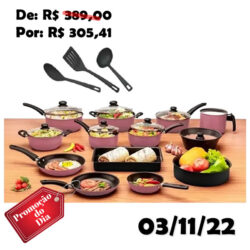 Conjunto Panelas 16 Peças Antiaderente Teflon Tampa Vidro - Manolar