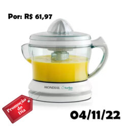 Espremedor de frutas 1,25L dupla rotação Power Turbo Citrus - E-01 - Mondial