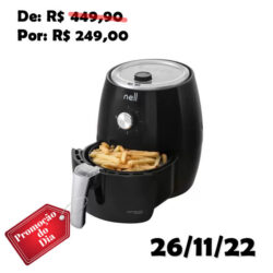 Fritadeira Elétrica sem Óleo Air Fryer Nell Smart - Preta 2,4L com Timer