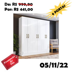 Guarda Roupa Casal 6 Portas 2 Gavetas Roma Casa 812