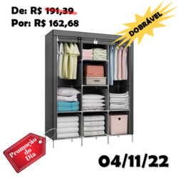 Guarda Roupa Dobrável Organizador De Roupa Cinza 88130b - DecoTeam