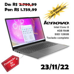 IdeaPad 3i com Intel® Core™ i3-1115G4, 4GB de RAM, SSD 128GB, tela de 15 - Prata