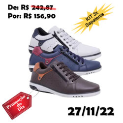 Kit 3 Pares Sapatênis Masculino Casual Fechamento Elastico e Ziper - STAR FOX