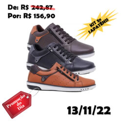 Kit 3 Pares Sapatênis Masculino Casual Fechamento Elastico e Ziper - STAR FOX