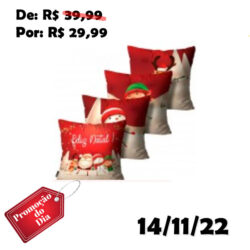 Kit 4 Capas de Almofadas Feliz Natal Vermelha