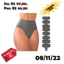 Kit 8 Calcinha Power Fitness Cós Alto Compressão Para Barriga Viére