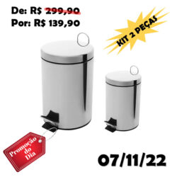 Kit Lixeira Inox com Pedal e Tampa 3L e 12L - 2 Peças Brinox Standard