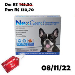 NexGard Antipulgas e Carrapatos para Cães de 4,1 a 10kg 3 tabletes