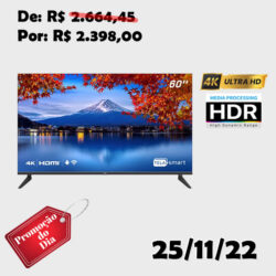 Smart TV hq 60 uhd 4K, hdr Android 11, Sistema Ultrasound, Design Slim, Processador Quad Core, Espelhamento de tela, HQSTV60NK