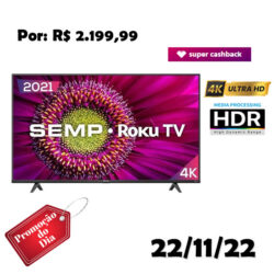 Smart Tv Led 50 Semp 50rk8500 Rokuuhd Hdr Wifi Dual Band 4 Hdmi 1 Usb