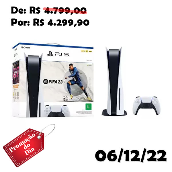 Console Playstation 5 + Jogo Fifa 23 – Ps5 – SONY – Promoção do Dia