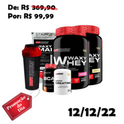 Kit 2x Waxy Whey 900g + BCAA 100g + Power Creatine 100g + Waxy Maize 800g + Coqueteleira Bodybuilders