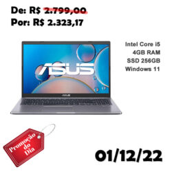 Notebook Asus X515ja-Ej2734w Intel Core I5 1035g1 4gb 256gb Ssd W11 15,6 Led-Backlit Tft Lcd Cinza