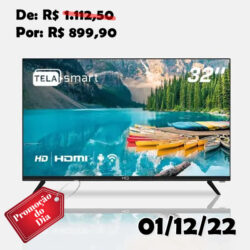 Smart TV LED 32" HD HQ Conversor Digital Externo 3 HDMI 2 USB WI-FI Android 11 Design Slim