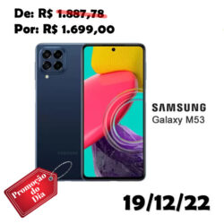 Smartphone Samsung Galaxy M53 5g 128gb 5g Wi-Fi Tela 6.7'' Dual Chip 8gb Ram Câmera + Selfie 32mp - Azul