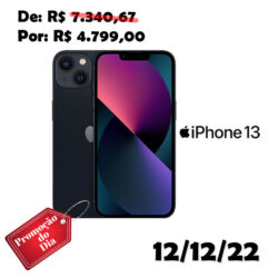 iPhone 13 Apple (128GB) Meia-noite, Tela de 6,1", 5G e Câmera Dupla de 12 MP